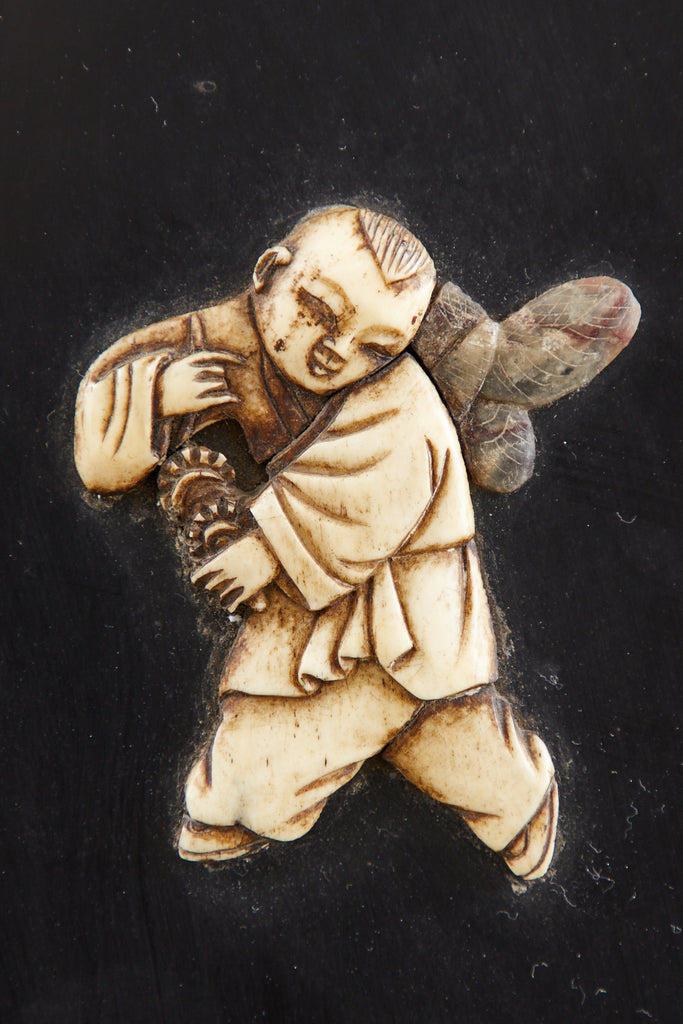 Chinese Export Six Panel Cloisonné Soapstone Coromandel Screen