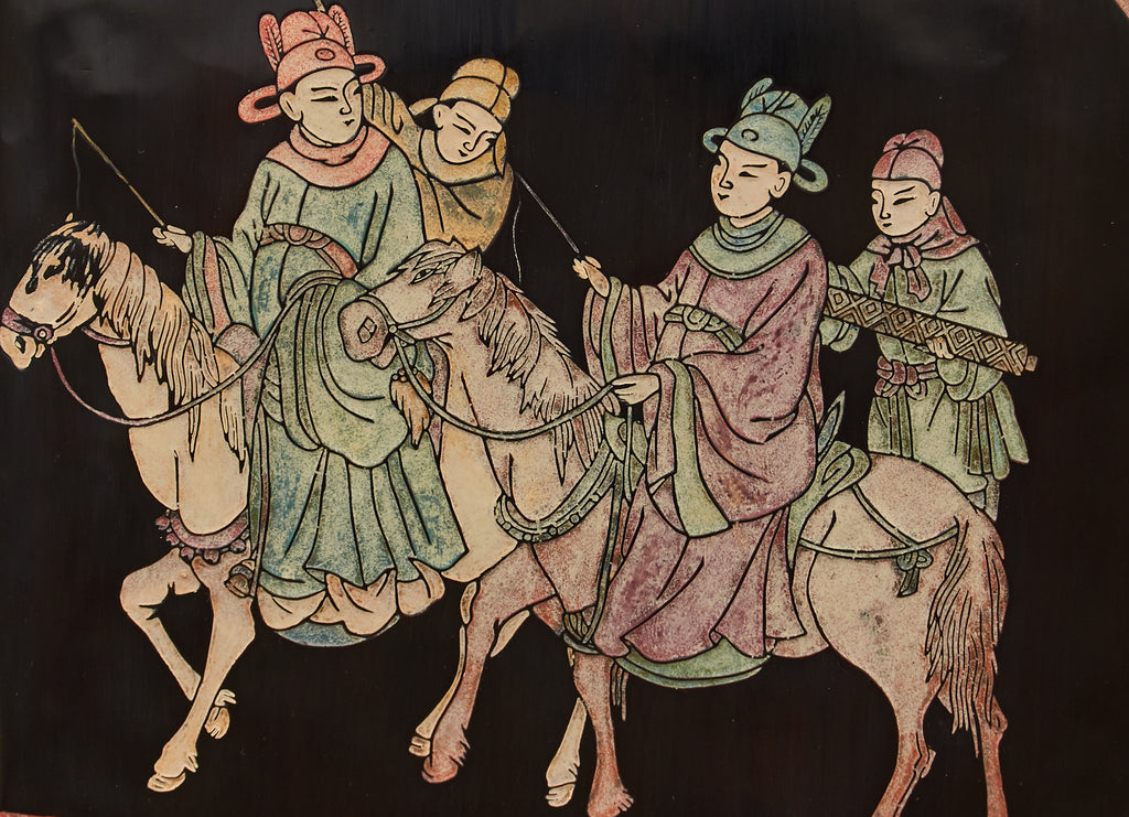 Gracie Studio Ming Style Lacquered Eight Panel Coromandel Screen