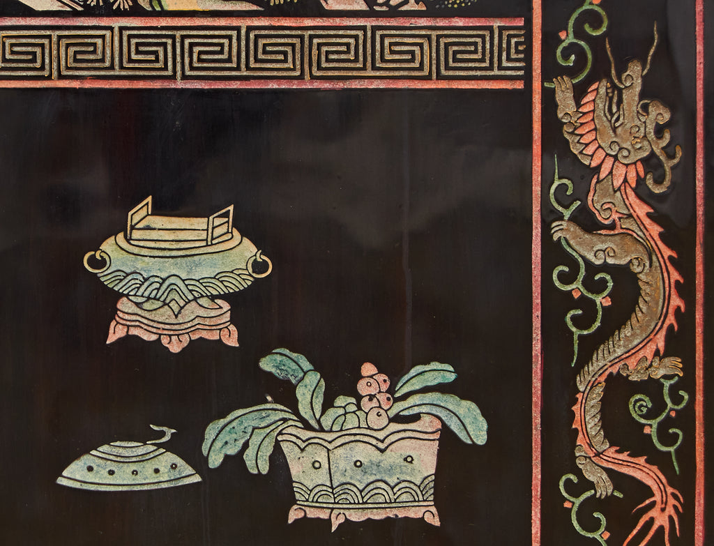 Gracie Studio Ming Style Lacquered Eight Panel Coromandel Screen