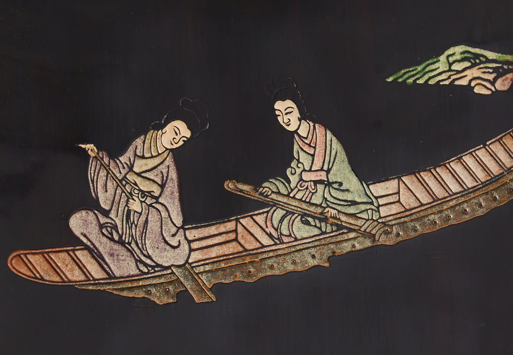 Gracie Studio Ming Style Lacquered Eight Panel Coromandel Screen