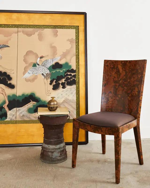 Karl Springer JMF Chair Lacquered Burlwood Patchwork