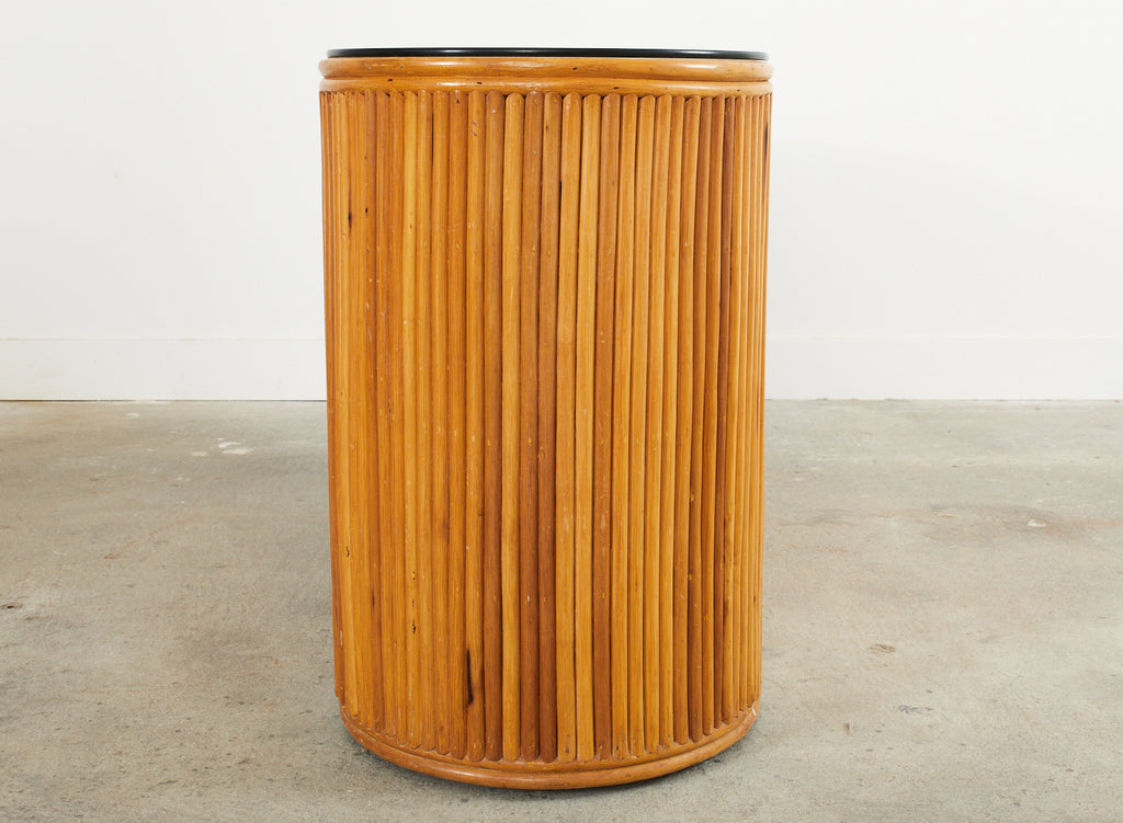 Bamboo Rattan Sideboard Credenza with Demilune Ends