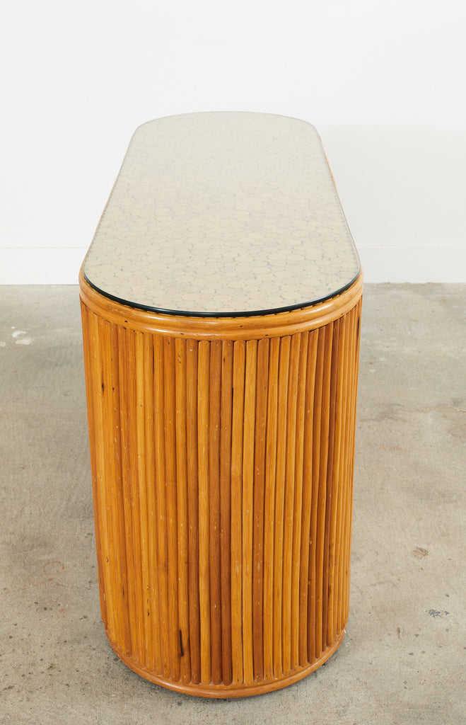 Bamboo Rattan Sideboard Credenza with Demilune Ends