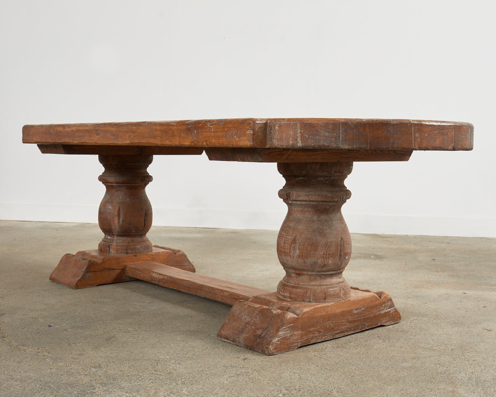 Grand Country French Oak Farmhouse Dining Table Demilune Ends