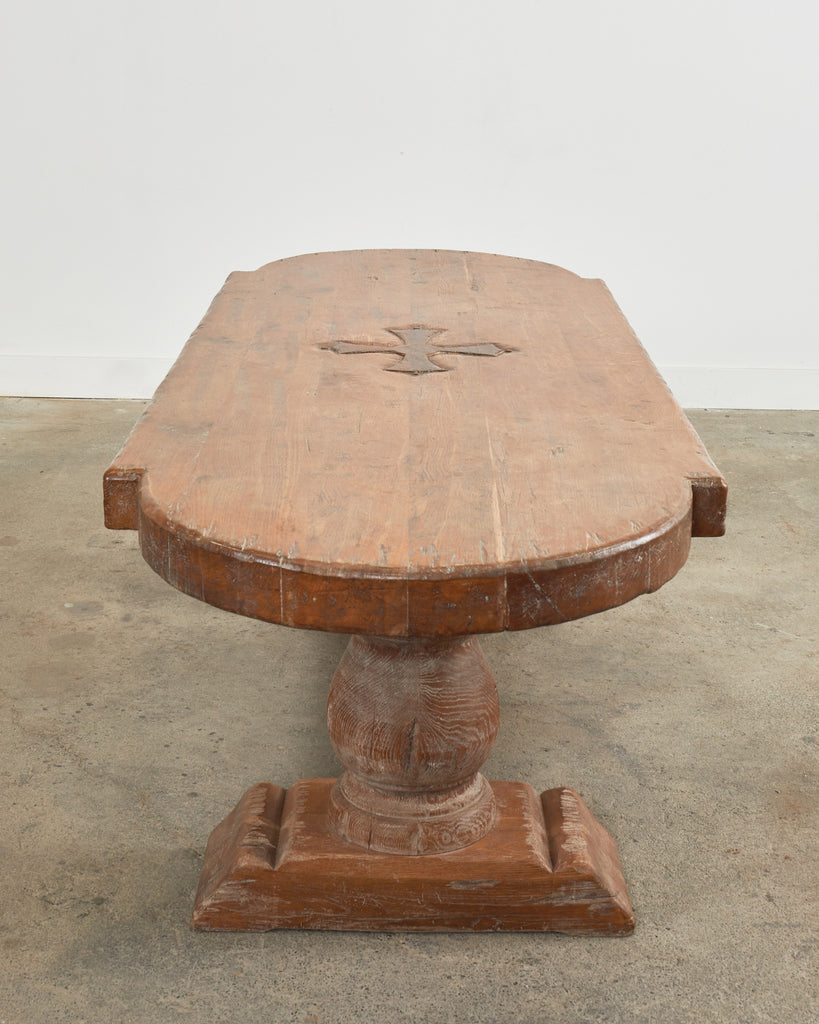 Grand Country French Oak Farmhouse Dining Table Demilune Ends