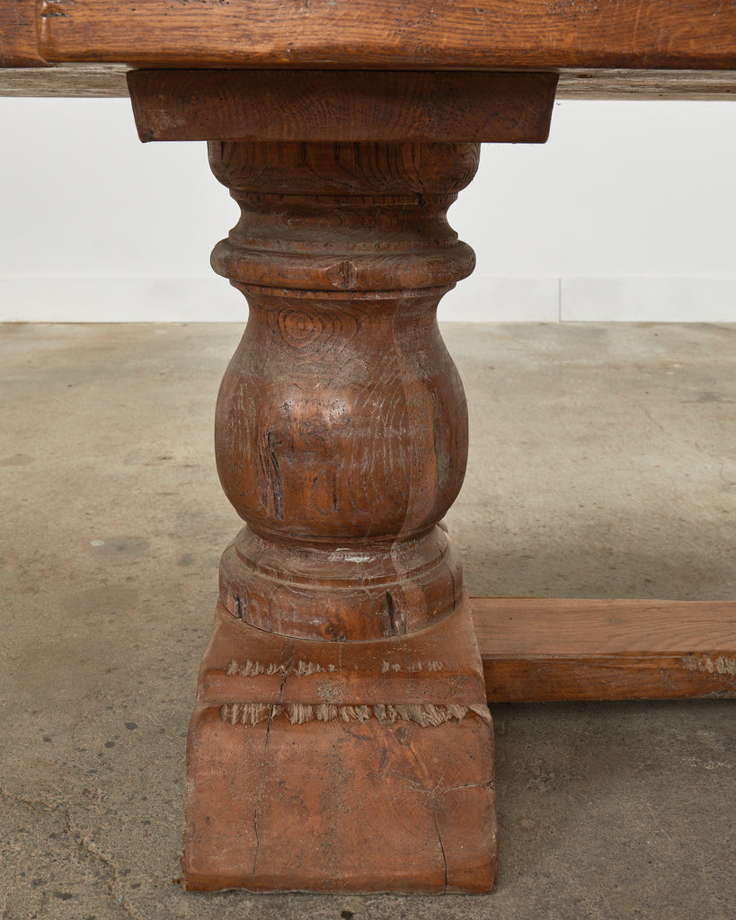 Grand Country French Oak Farmhouse Dining Table Demilune Ends