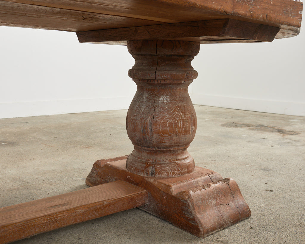 Grand Country French Oak Farmhouse Dining Table Demilune Ends