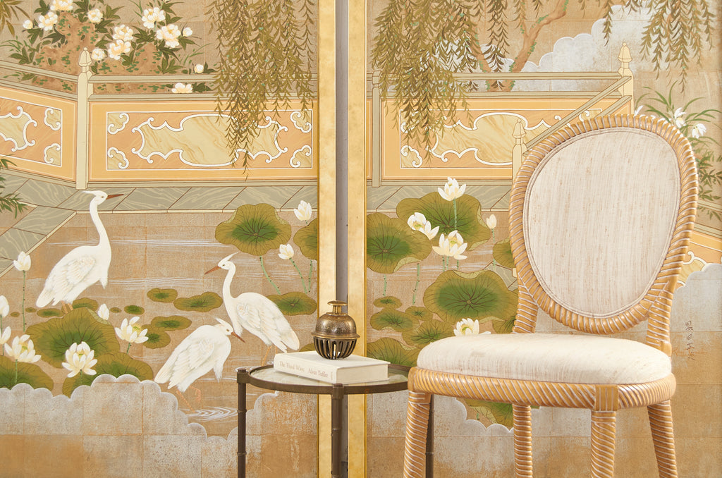 Set of Three Robert Crowder Chinoiserie Landscape Panels