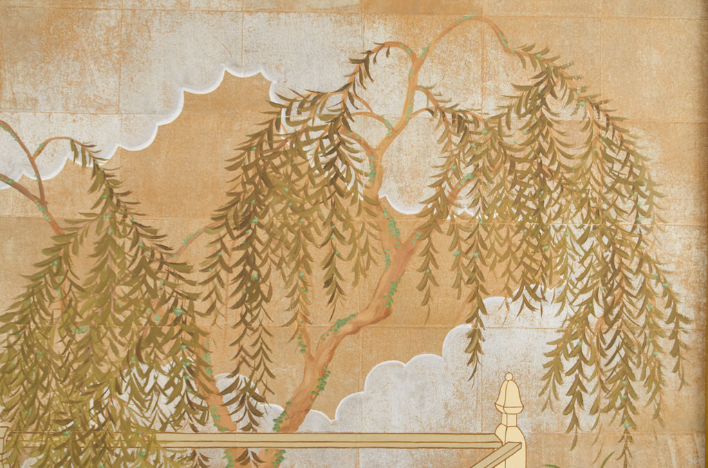 Set of Three Robert Crowder Chinoiserie Landscape Panels