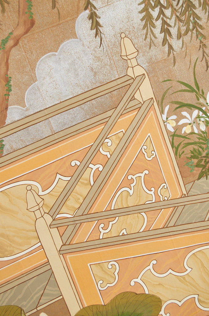 Set of Three Robert Crowder Chinoiserie Landscape Panels