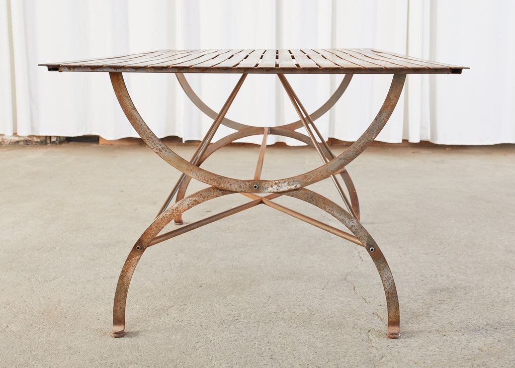 French Neoclassical Style Iron Curule Leg Garden Dining Table