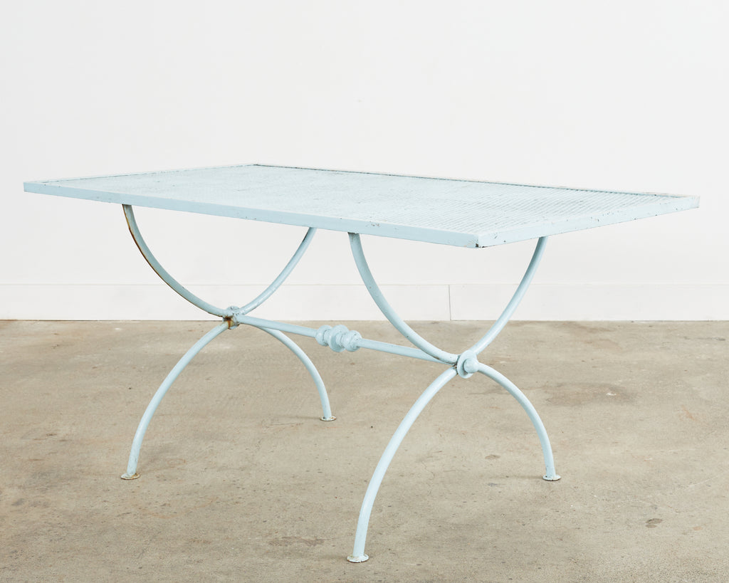 Neoclassical Style Iron Curule Leg Garden Dining Table