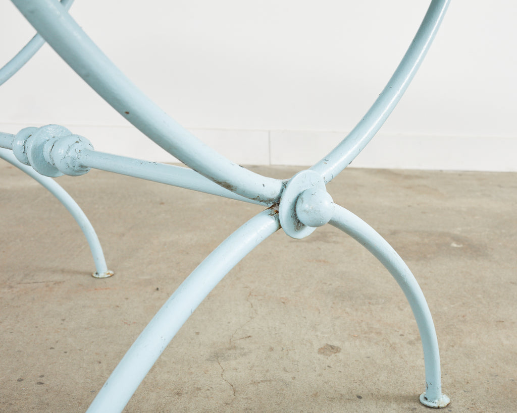 Neoclassical Style Iron Curule Leg Garden Dining Table