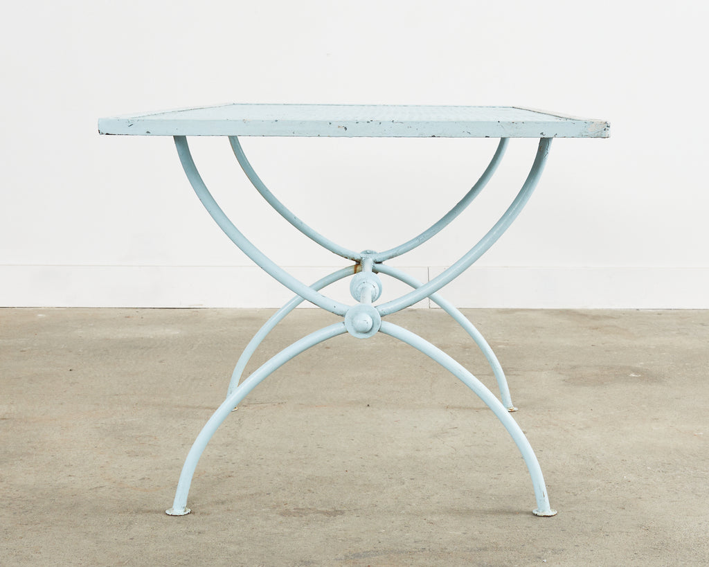 Neoclassical Style Iron Curule Leg Garden Dining Table