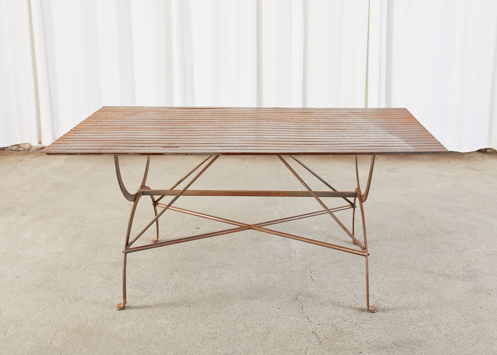 French Neoclassical Style Iron Curule Leg Garden Dining Table