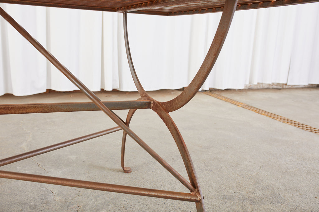 French Neoclassical Style Iron Curule Leg Garden Dining Table