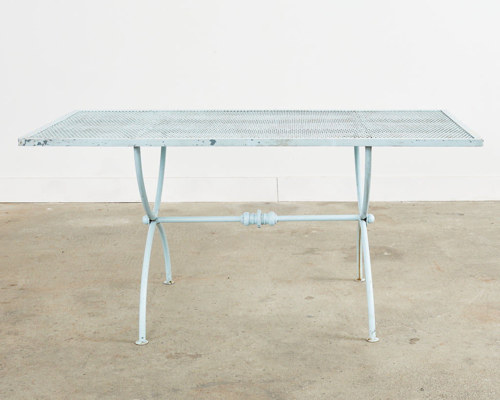 Neoclassical Style Iron Curule Leg Garden Dining Table