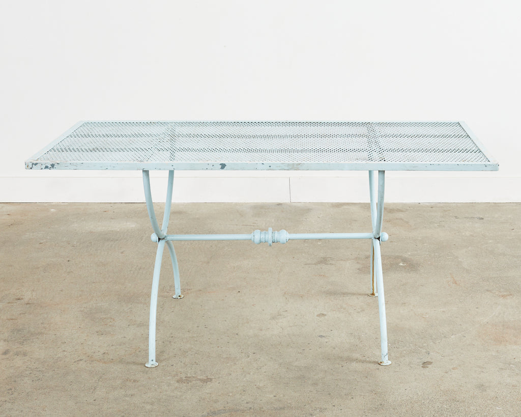 Neoclassical Style Iron Curule Leg Garden Dining Table