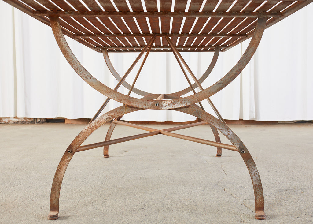 French Neoclassical Style Iron Curule Leg Garden Dining Table