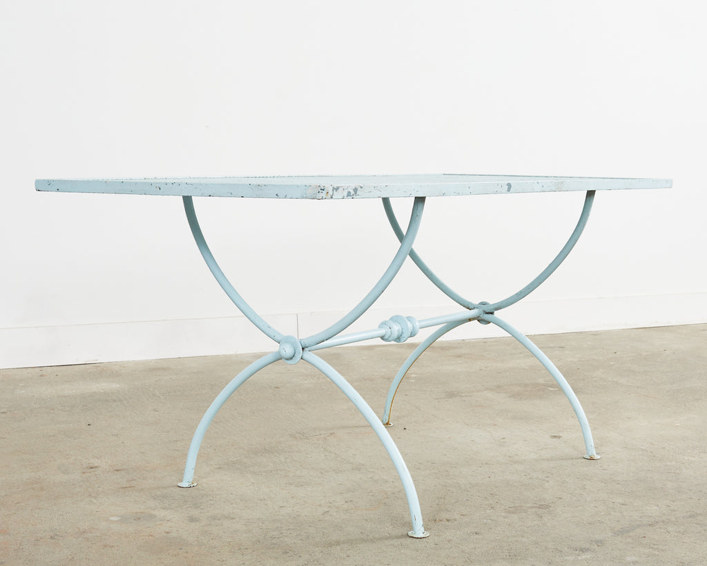 Neoclassical Style Iron Curule Leg Garden Dining Table