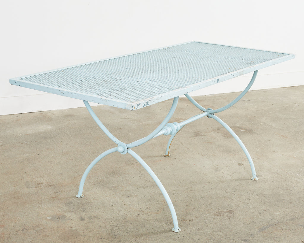 Neoclassical Style Iron Curule Leg Garden Dining Table