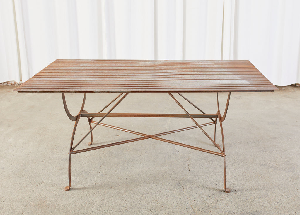 French Neoclassical Style Iron Curule Leg Garden Dining Table