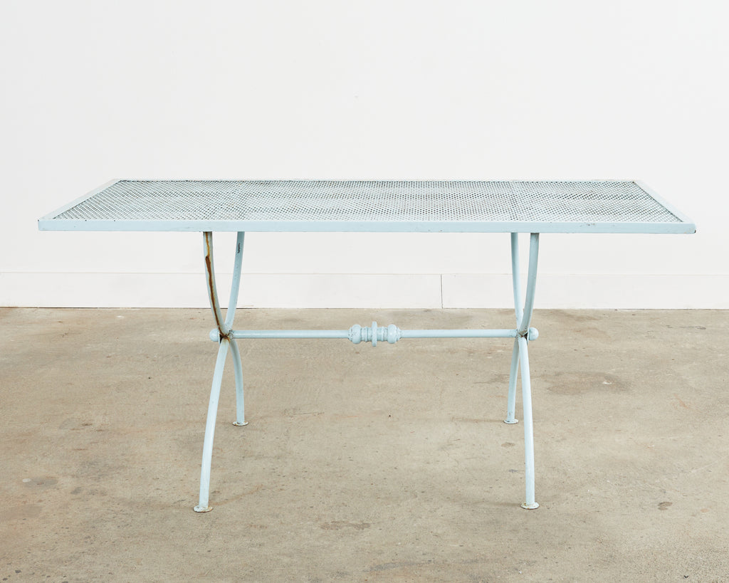 Neoclassical Style Iron Curule Leg Garden Dining Table