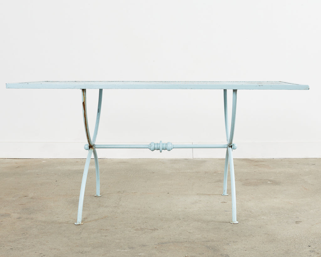 Neoclassical Style Iron Curule Leg Garden Dining Table