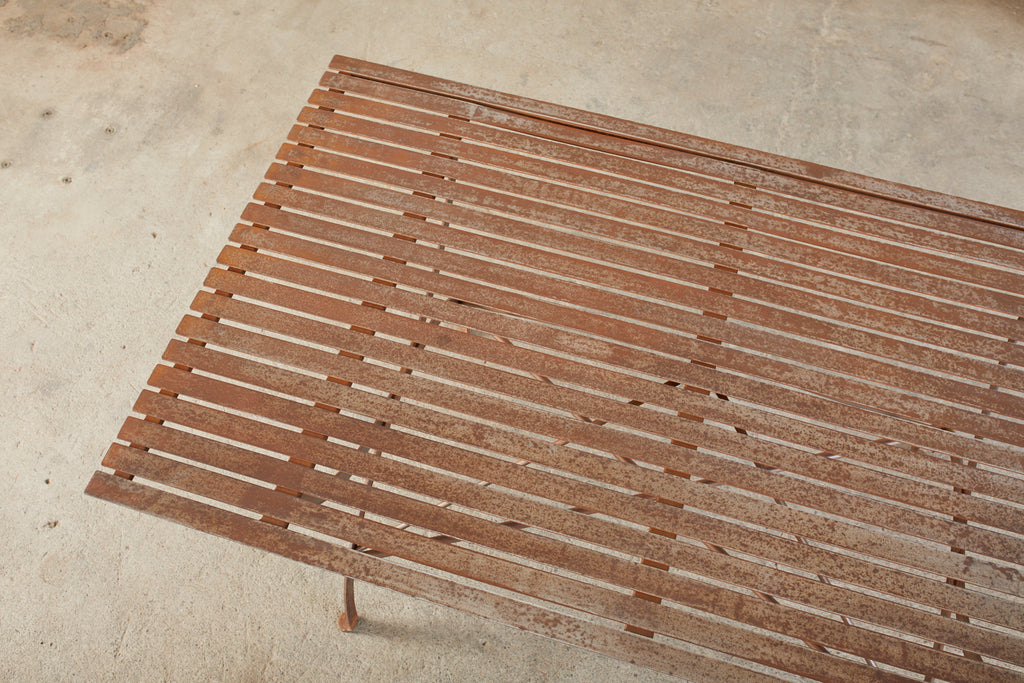 French Neoclassical Style Iron Curule Leg Garden Dining Table