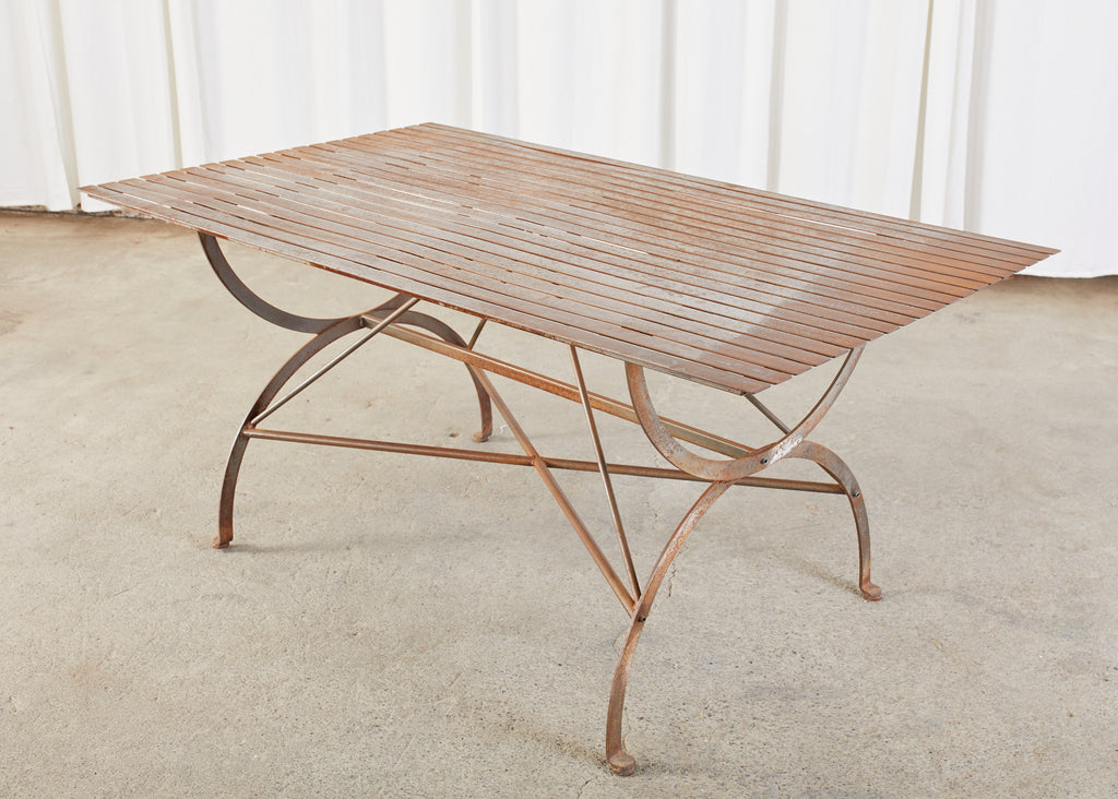 French Neoclassical Style Iron Curule Leg Garden Dining Table