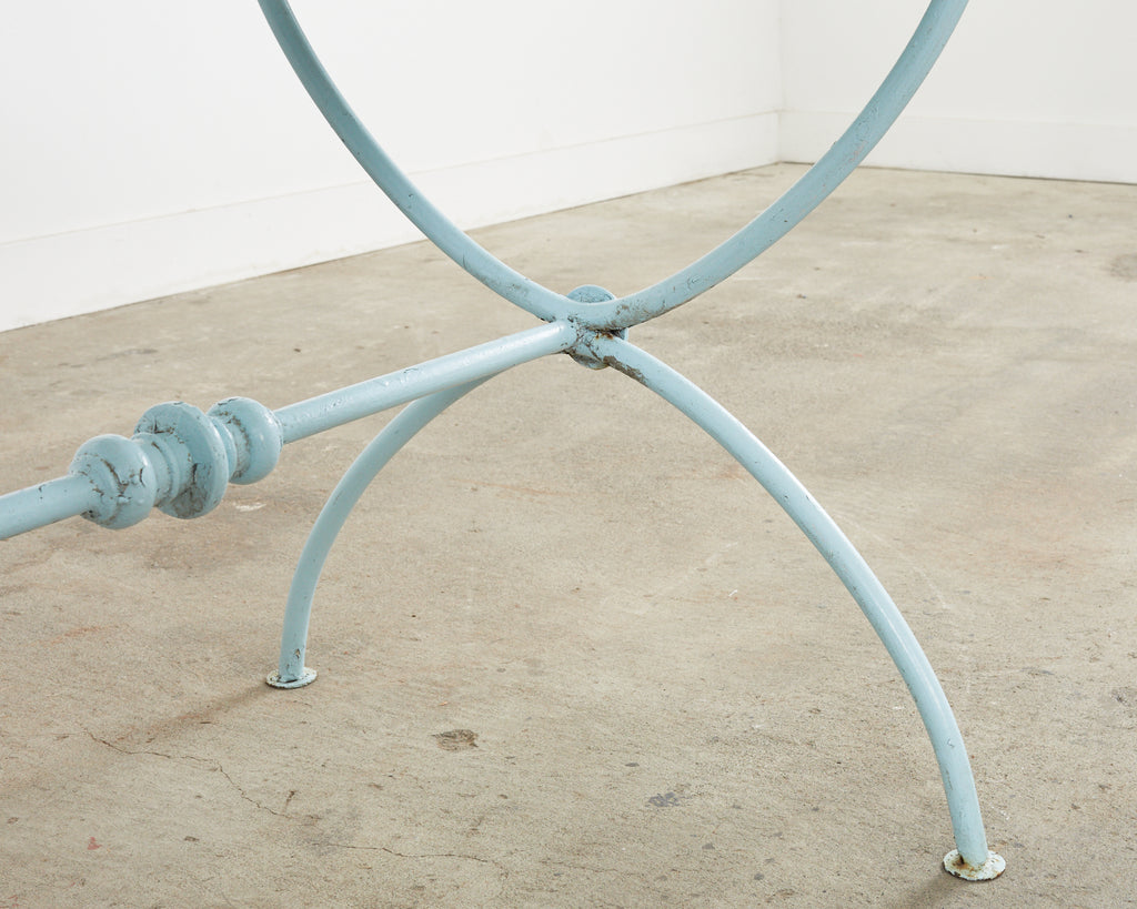 Neoclassical Style Iron Curule Leg Garden Dining Table