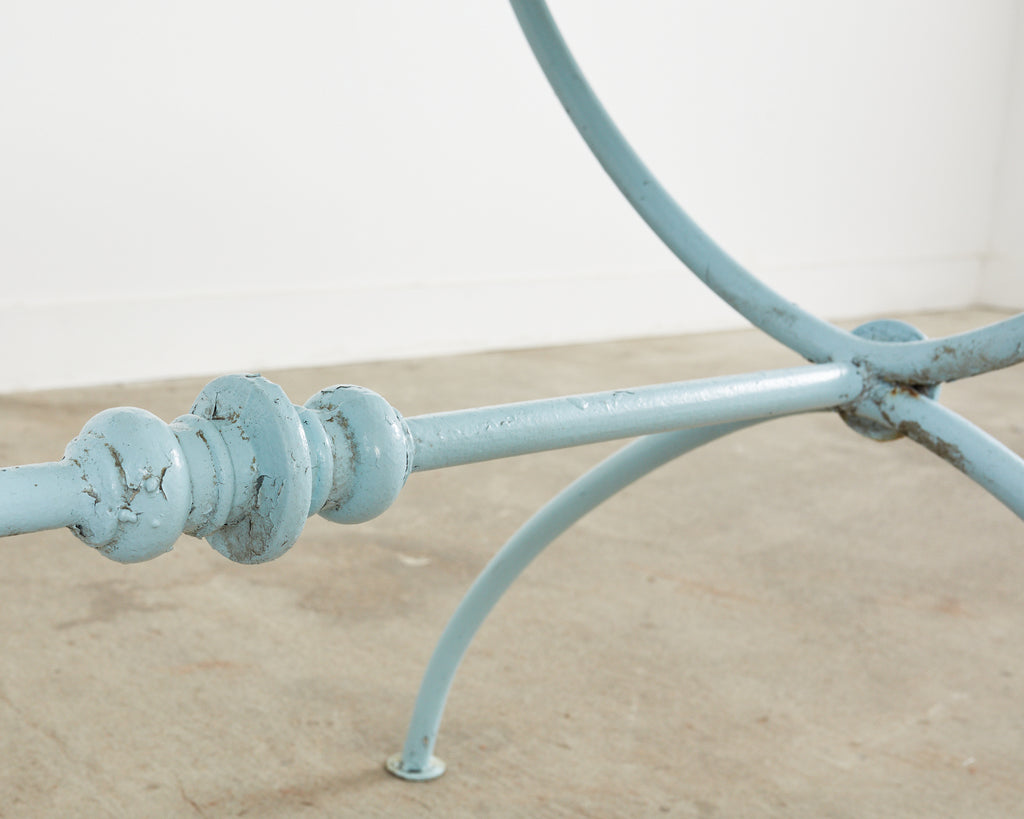 Neoclassical Style Iron Curule Leg Garden Dining Table