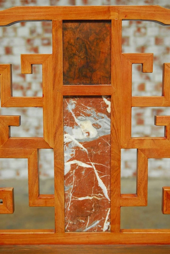 Pair of Chinese Ming Style Armchairs with Dali Marble Inset