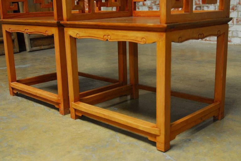Pair of Chinese Ming Style Armchairs with Dali Marble Inset
