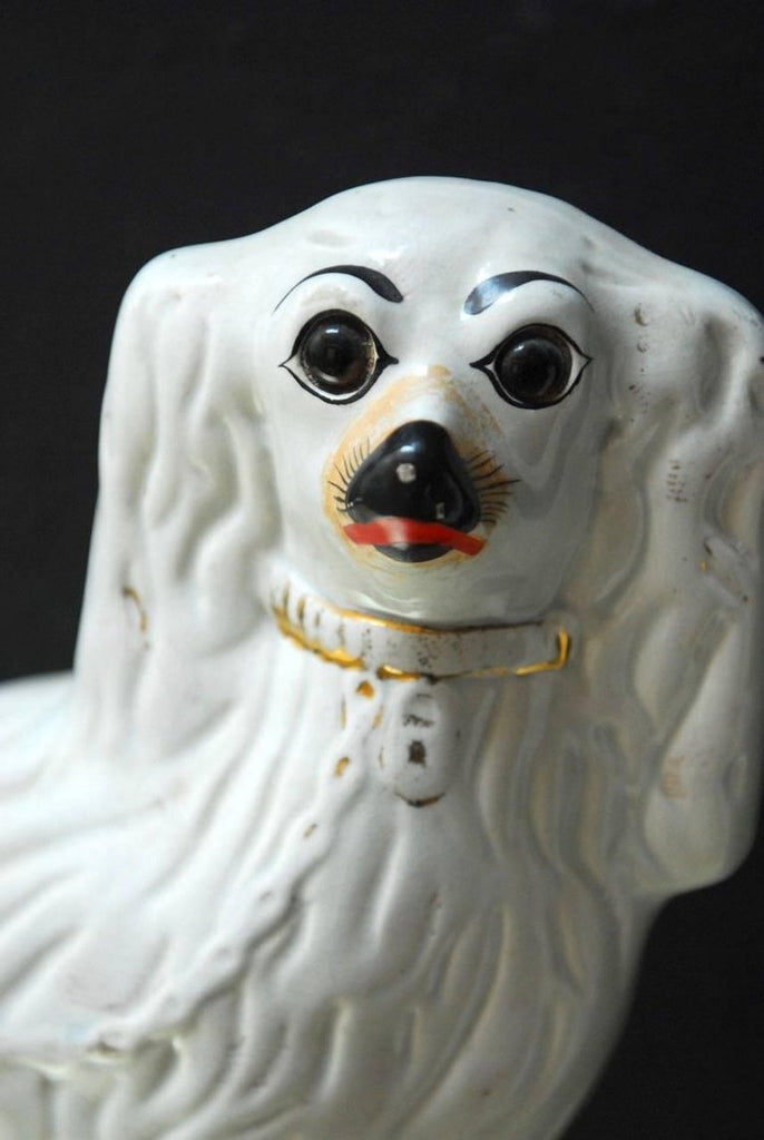 Pair of English Staffordshire Glazed Ceramic Spaniels