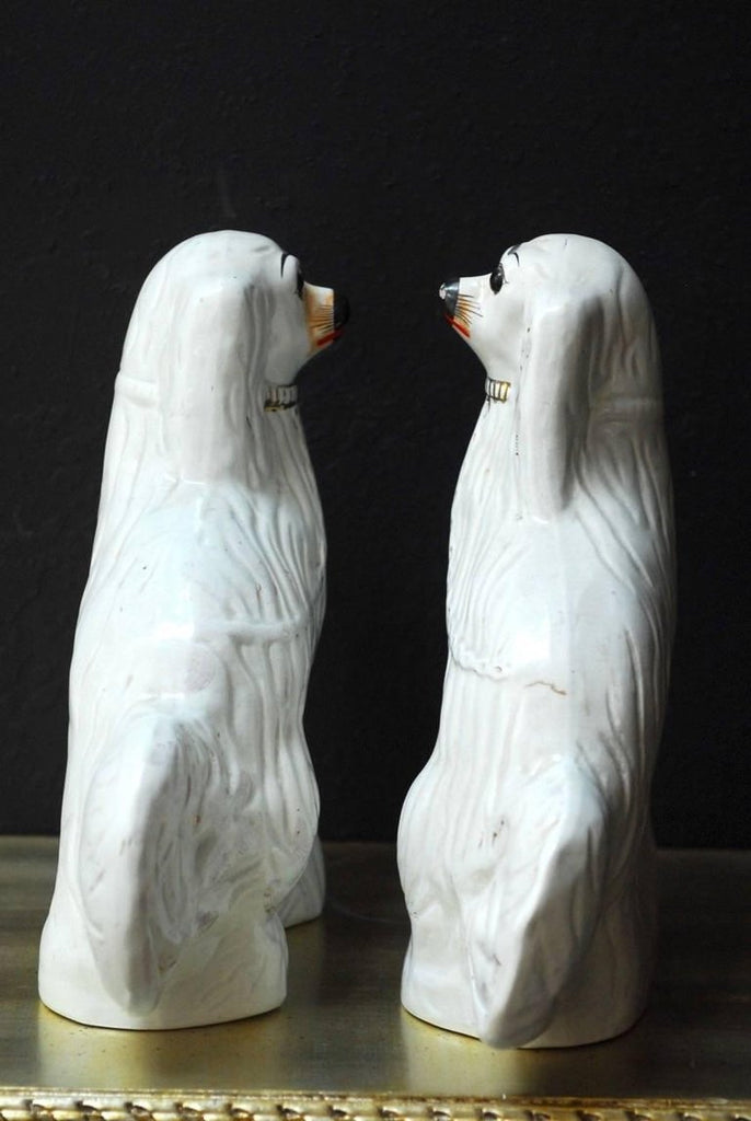 Pair of English Staffordshire Glazed Ceramic Spaniels