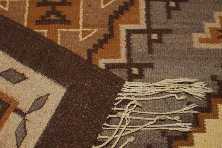 Vintage Navajo Geometric Flatweave Carpet