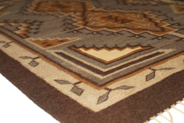 Vintage Navajo Geometric Flatweave Carpet