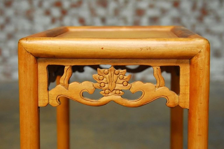 Set of Three Chinese Lotus Blossom Stacked Nesting Tables