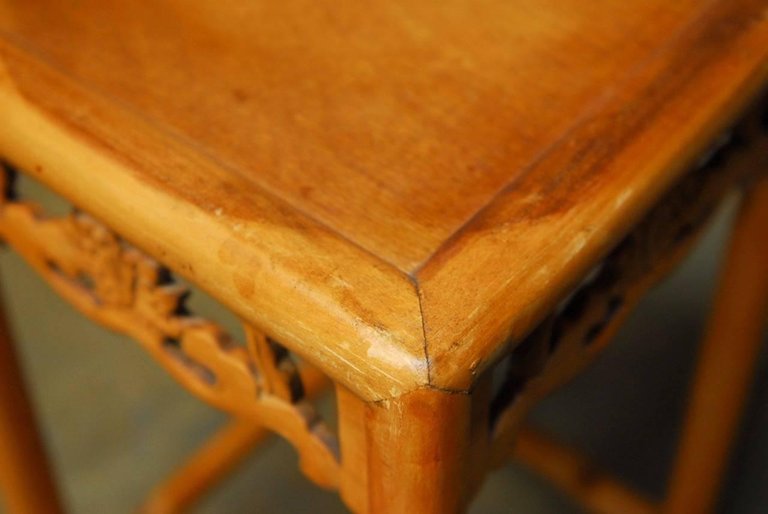 Set of Three Chinese Lotus Blossom Stacked Nesting Tables