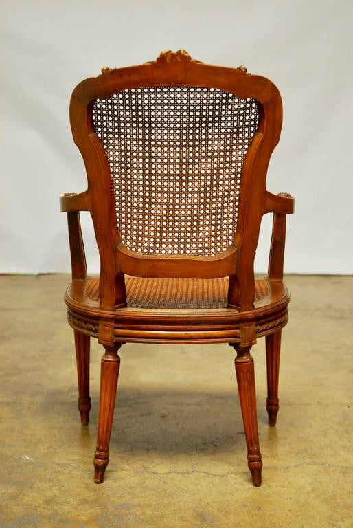 Neoclassical Louis XVI Shield Back Caned Fauteuil