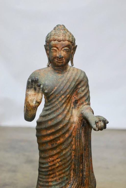 Cast Iron Standing Buddha on Stand