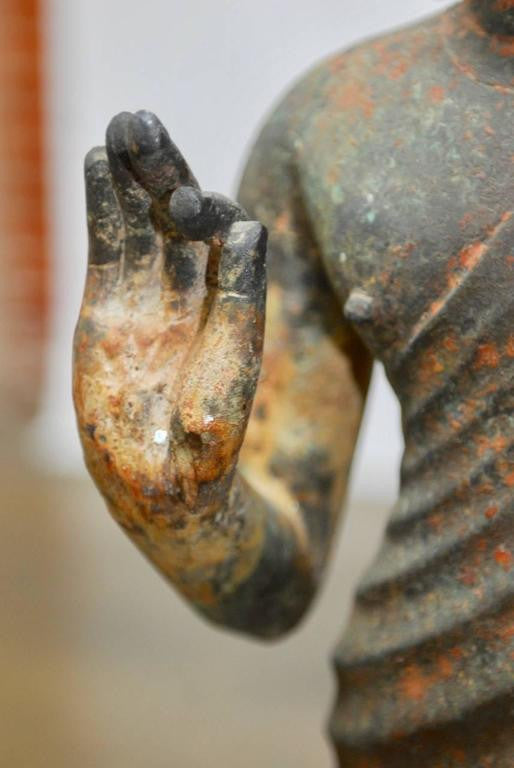 Cast Iron Standing Buddha on Stand