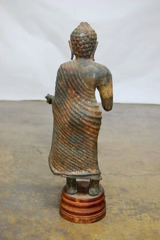 Cast Iron Standing Buddha on Stand