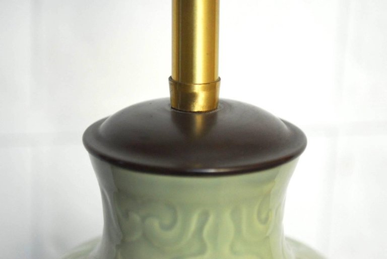 Chinese Porcelain Celadon Glazed Vase Table Lamp by Marbro