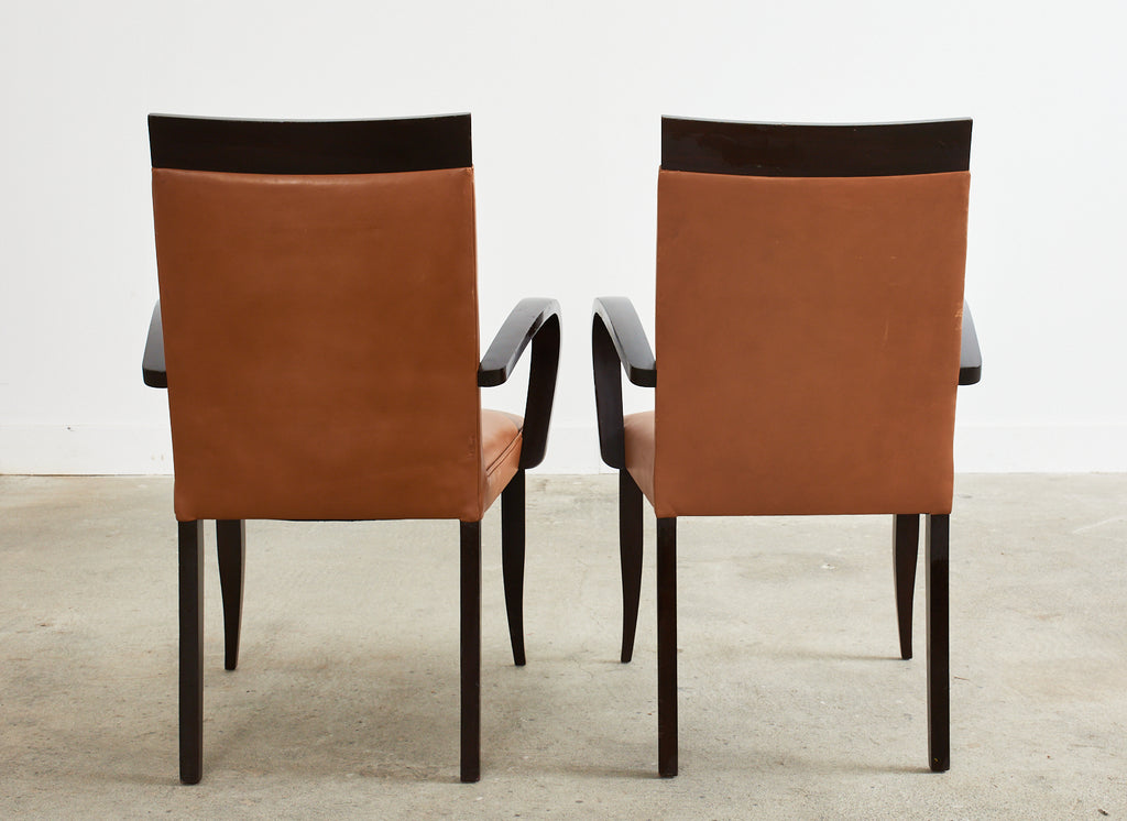 Pair of Dakota Jackson PFM Royale Leather Dining Armchairs