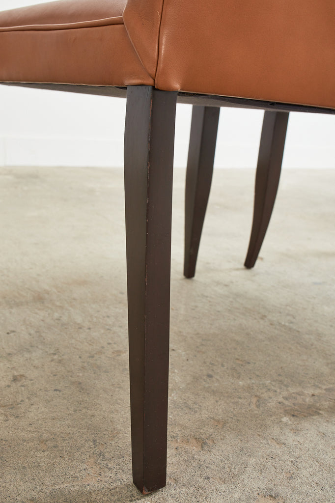 Pair of Dakota Jackson PFM Royale Leather Dining Armchairs