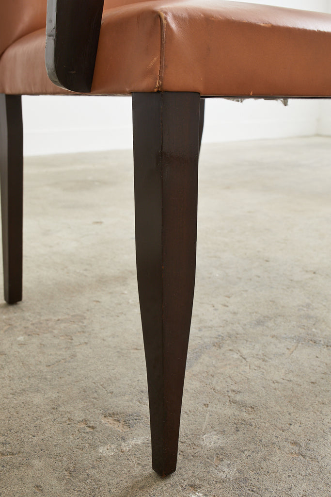 Pair of Dakota Jackson PFM Royale Leather Dining Armchairs