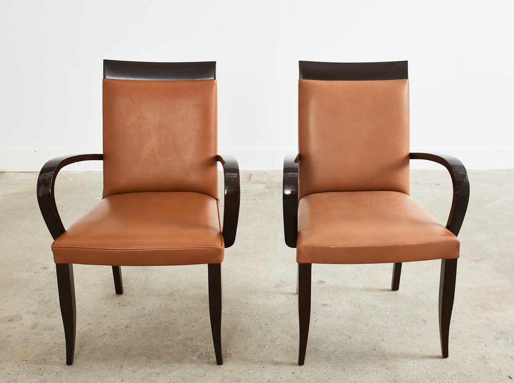 Pair of Dakota Jackson PFM Royale Leather Dining Armchairs