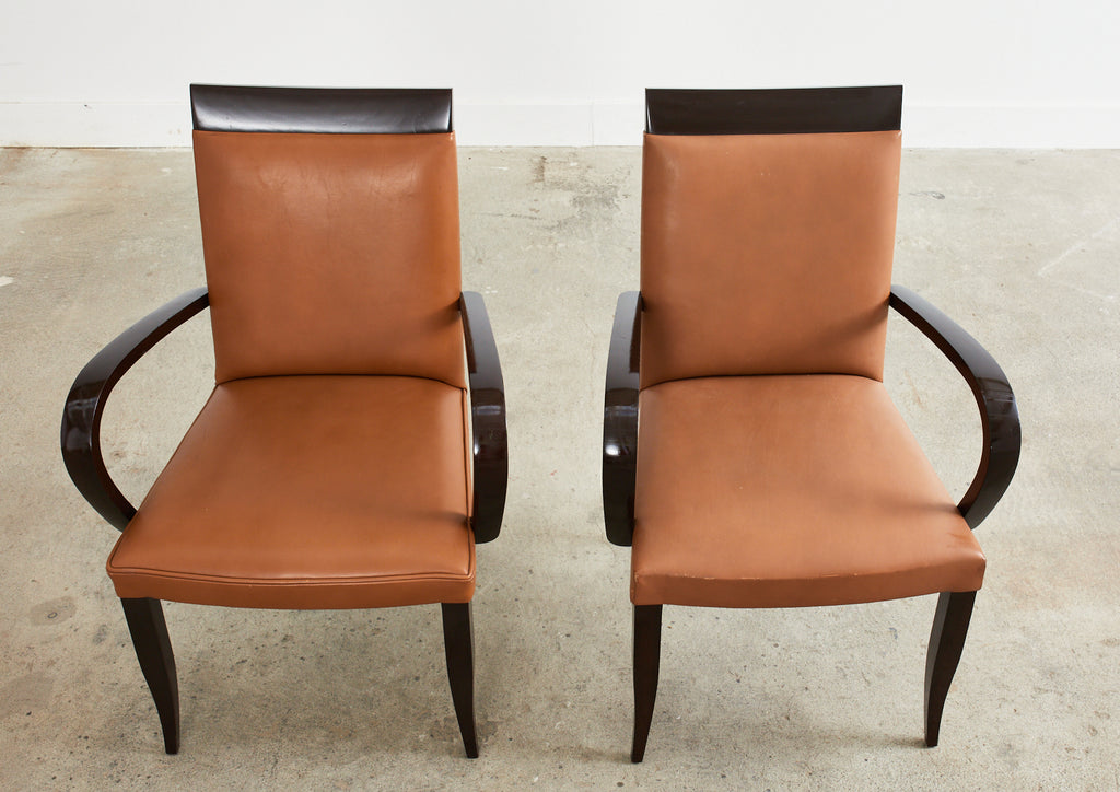 Pair of Dakota Jackson PFM Royale Leather Dining Armchairs